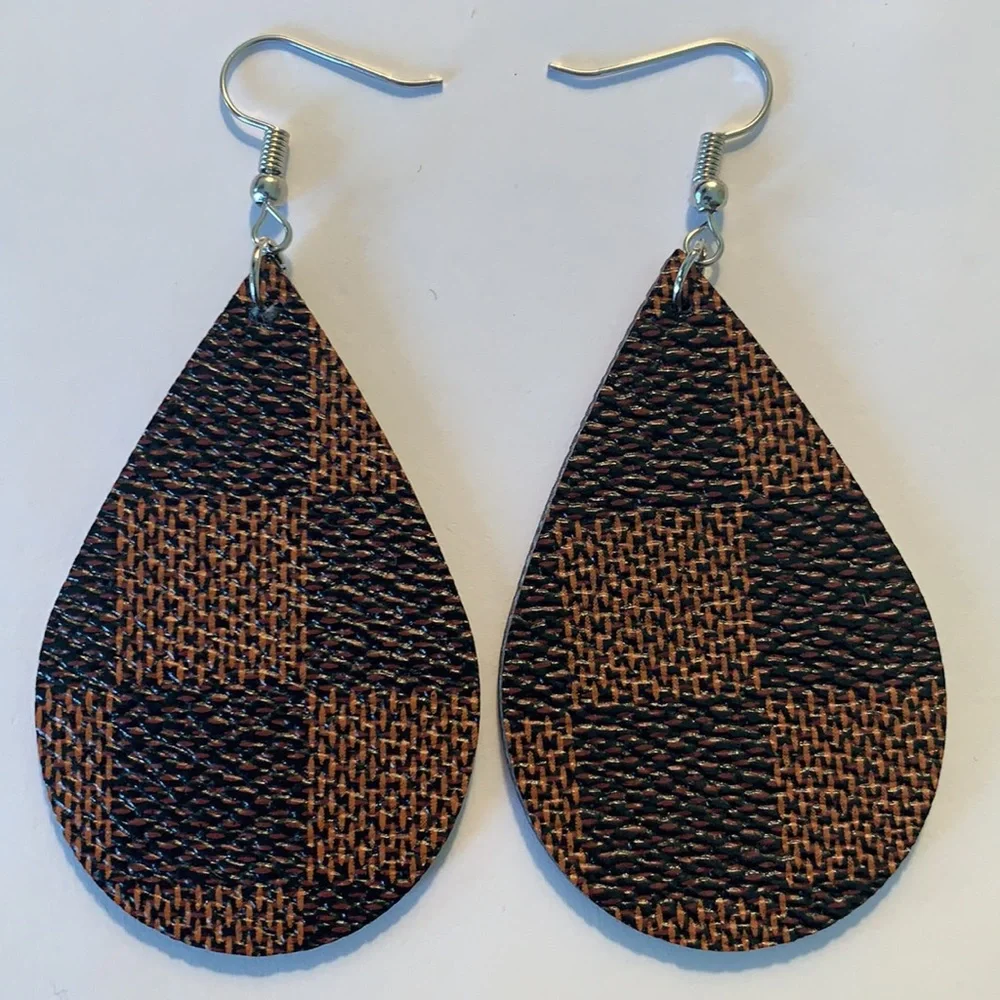 Faux Leather Dangle Earrings - Picture 2 of 4